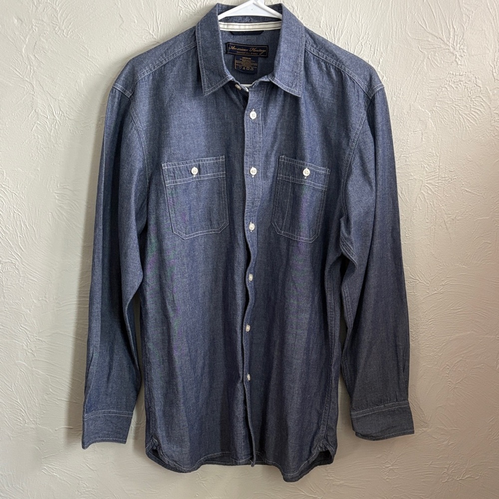 Men's Casual Long-Sleeve Button-Down Shirt - Indigo Blue